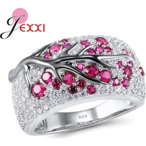 Korean Trend 925 Sterling Silver Exquisite Gem Stone Rings For Women Tree Branch Design Cubic Zirconia Engagement Jewelry