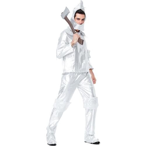 Halloween Costumes 2020 The Tin Man Man Cosplay Waterproof Clothes with Headgear Shoe Covers Silvery Hickory Costume