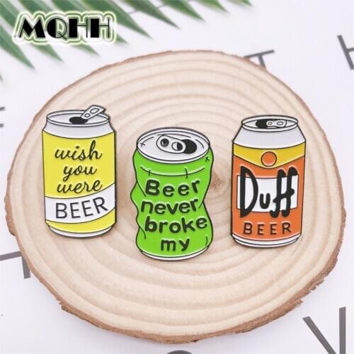Creative Fun Cans Drink Beer Enamel Brooch Duff Beer Alloy Badge Clothes Bag Pin Accessories Jewelry Gift For Friends