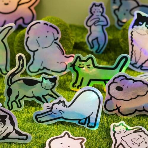 Cute animal emotion expression laser cool sticker pocket diary decoration diy scrapbook accessories stationery