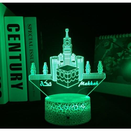 Mosque Model LED Night Light for Home Decor Table Night Lamp 3D Illusion Colors Building Changing Bedroom Nightlight Unique Gift
