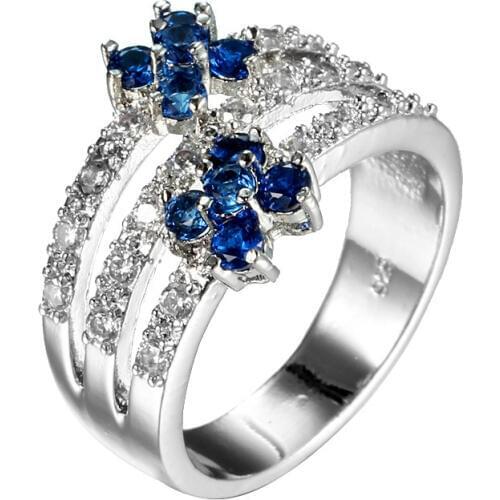 Fashion Crystal Flower Rings For Women Engagement Jewelry S925 Sliver Finger Ring Female Anillos Romantic Wedding Jewelry