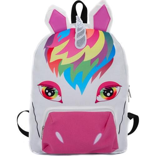 Fashion Unicorn Design Women Backpacks 40cm height Canvas Pony Horse Teenage Girls Rucksack Ladies Mochila Bolsa Factory Price