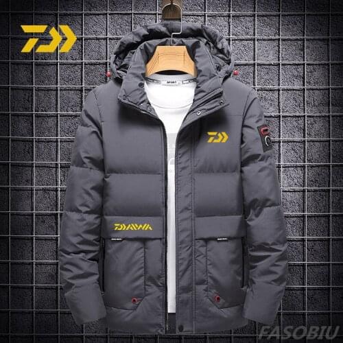 Daiwa Men Plus Velvet Warm Thick Windproof Jacket 2021 New Winter Outdoor for Sports Hiking Clothing Plus Size Fishing Clothes
