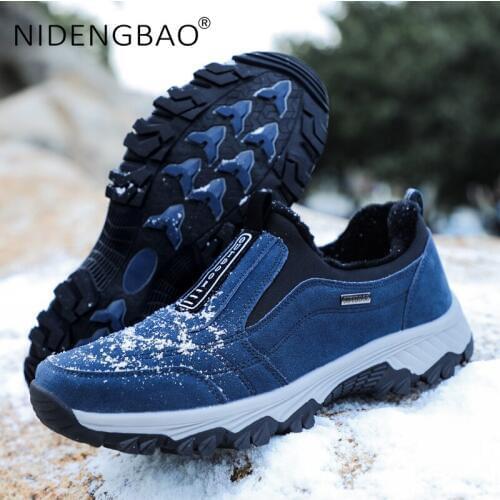 Men Outdoor Hiking Shoes Climbing Trekking Sneakers Slip On Male Sports Shoes Waterproof Warm Hunting Shoes Plus Size 39~45
