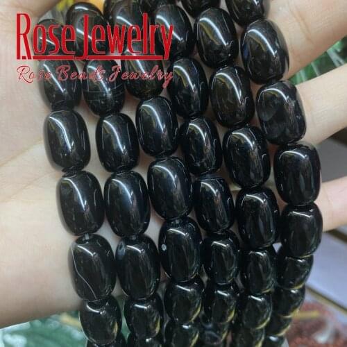 Wholesale Natural Black Agates stone beads Drum Barrel Shape Beads Design GEM Jewelry making Accessory Rice Shape Agates