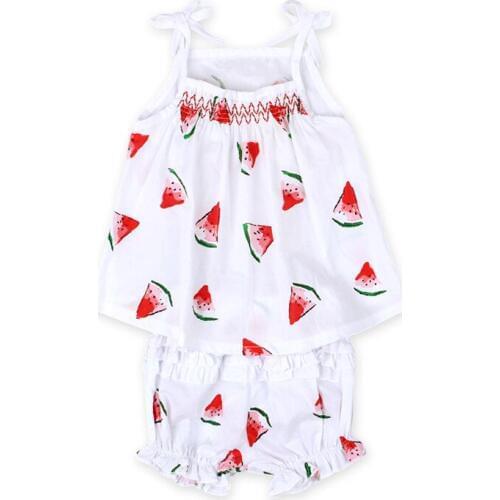 The new cute little bow sling girls fresh watermelon pattern shorts / two sets of childrens clothing
