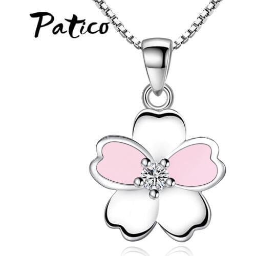New Design Flower Cubic Zirconia Pendants Necklaces For Women 925 Sterling Silver Charm Chain Necklace Women Jewelry Collar