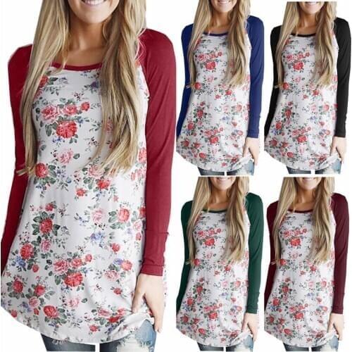 2020 Autumn And Winter New Bottoming Shirt Printing Long-Sleeved T-Shirt European and American Plus Size Womens Clothing