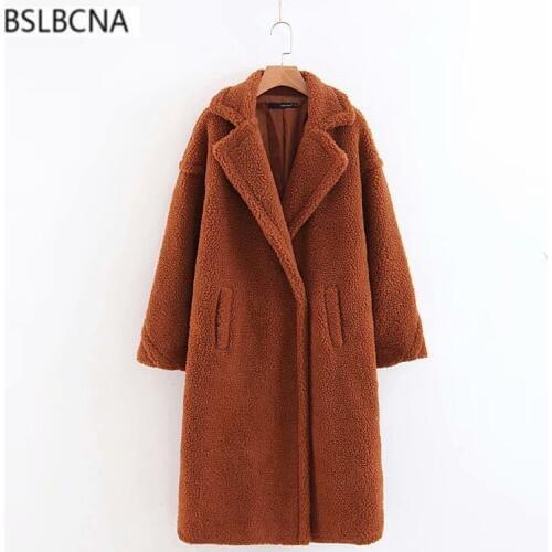 2020 European Parka Autumn Winter Coat Woman Tops Lamb Hair Casual Plus Size Vintage Brown Long Jacket Women Female A472