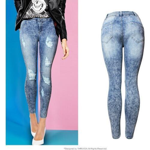 New Fall Mid Waist Boyfriend Jeans for Women Sexy Skinny Ripped Stretch Jeans Pants Calcas Jeans Pantalon Trousers Pour Femme