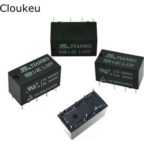 100Pcs Relay DIP8 HJR1-2C-L- 05V 12V 24V 2A