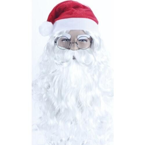 Christmas Gift Santa Claus Wig and Beard Synthetic Hair Short Cosplay Wigs for Men White Hairpiece Accessories Hat