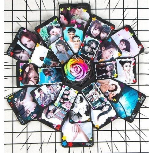 Handmade Photo Album Hexagonal Explosion Paper Box DIY 12 Institutions Lovers Gift Box Romantic Birthday Wedding Supplies
