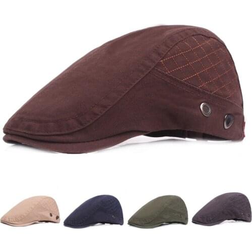 Peaky Blinders Hat Man Berets Cotton British Vintage Flat Cap Gatsby Male Solid Black Spring Autumn Summer Adjustable Driver Hat