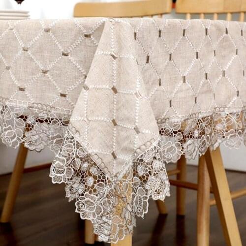Modern Simple Plaid Tablecloth Pastoral Cotton Linen Dining Table Tablecloth Lace Dustproof Cover Towel Tea Cloth Table Runner