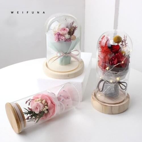 Eternal life flower glass cover rose Mothers Day gift box Valentines Day gift box Home decor furnishing creative gifts