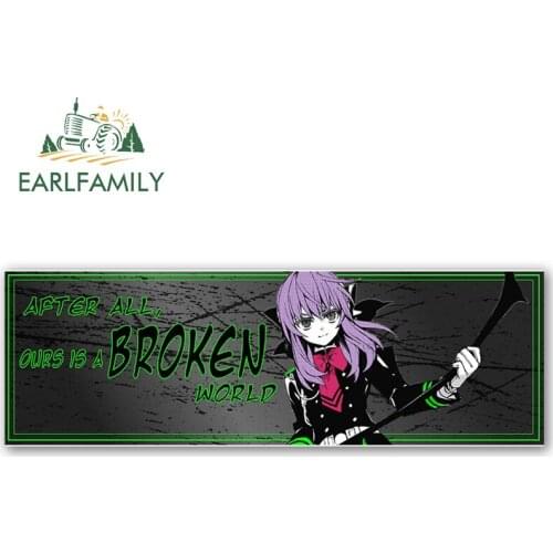 EARLFAMILY 13cm x 4.2cm Anime Shinoa Drift Slap Car Sticker and Decal Waterproof Creative Occlusion Scratch Vinyl Car Wrap