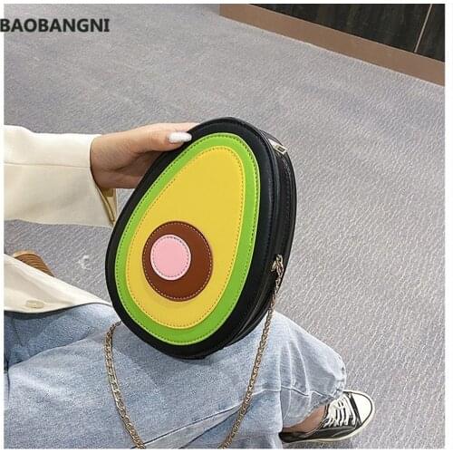 Avocado Shape Pu Leather Ladies Shoulder Bag Ins Tote Crossbody Mini Messenger Bag Teenagers Phone Money Pouch Flap Handbag