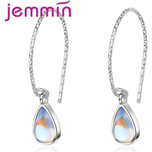 Korean New Water Drop Opal Stone Earrings Line For Women Sweet 925 Sterling Silver Brincos Gift Big Sale
