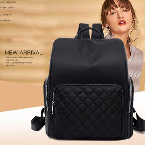 Rhombic Pattern Women Backpack for Laptop Fashion Style Student Oxford School Bag Multifunctional Lady Travel Rucksack Sac Femme