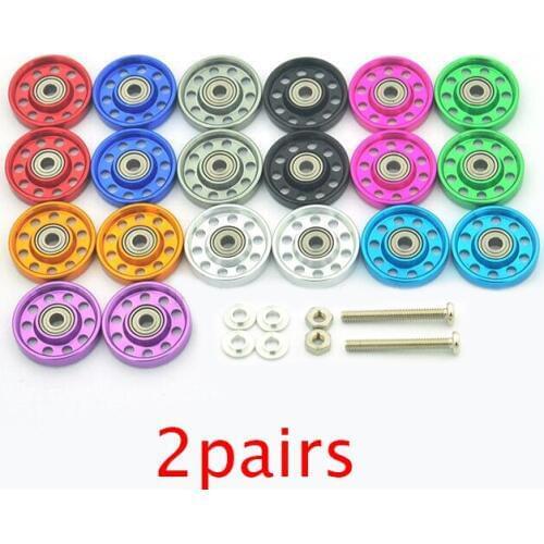 2 pares 13mm rodillos de aluminio rodamiento tuercas de tornillo juntas Juego de piezas de repuesto para Tamiya Mini 4WD modelo