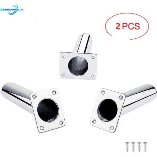 2PCS 316 Stainless Steel Flush Mount 0 or 20 Degree Square Shape Flange Fishing Rod Racks Holder Bracket for Boat Fishing Tackle