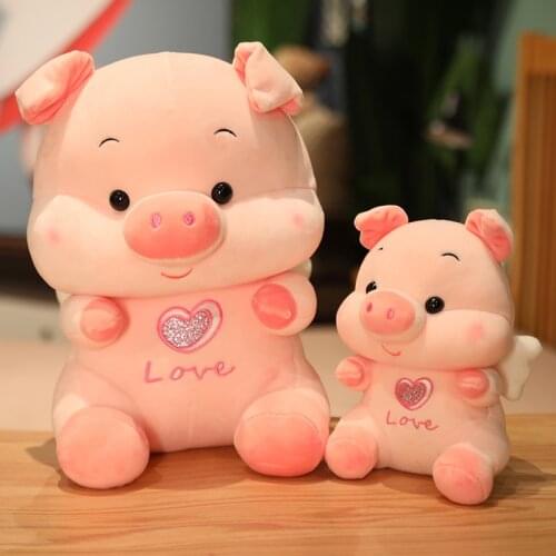 45cm Lovely Fat Angel Pig Plush Toys Stuffed Cute Animal Dolls Baby Piggy Kids Appease Pillow for Girls Birthday Christmas Gifts