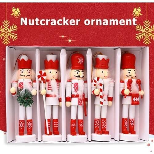 5pcs Walnut Soldier Wooden Ornaments Desktop Decoration Cartoon Doll Nutcracker Toys for Kids Gifts Christmas Home Decoration