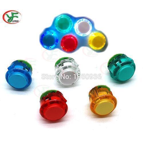 50pcs/lot 30mm Arcade Button Clear Start Button 5V LED Light Push Button illuminated Button Swith Replace SANWA Arcade