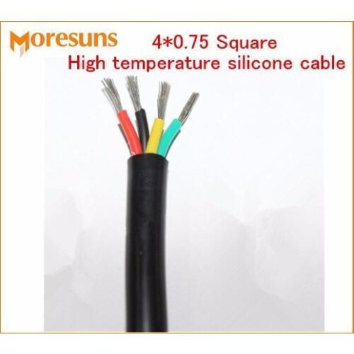 Free Ship15M/lot 4*0.75 Square High temperature silicone cable/4Core YGC high temperature resistant silicone soft wire and cable