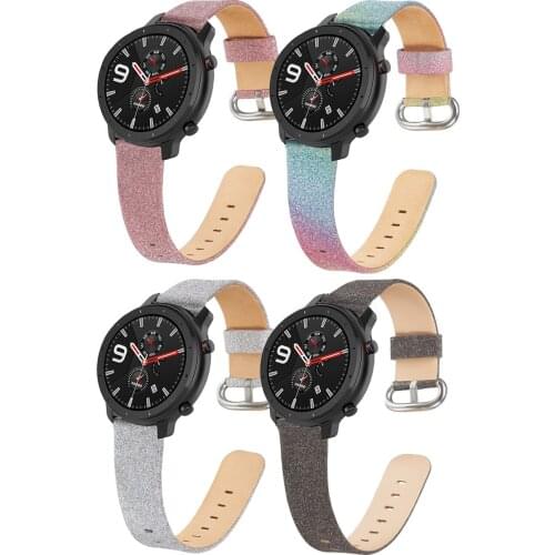 Shiny Bling Glitter Leather Band Watch Strap for Huami Amazfit GTR 47mm for Huami Amazfit GTR 2 Replacement strap 22mm
