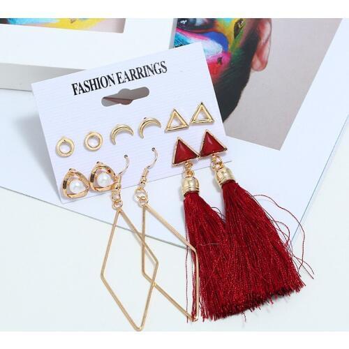 Bohemian Flower Earrings Charm Fashion Creative New Tassel Earrings Temperament Lady Long Net Red Women Wholesale Earrings
