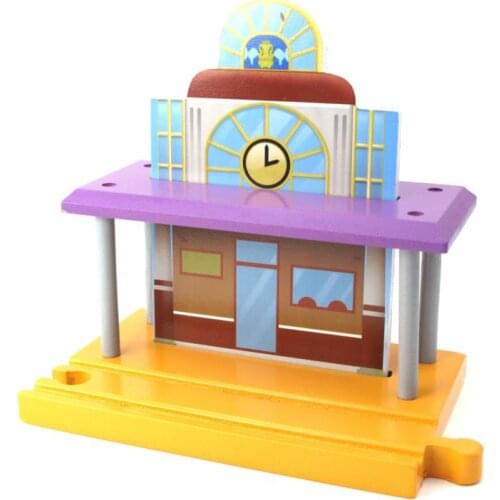 Clock station Wooden Track toy Train Scene Track Accessories BRIO Toy Car Truck Locomotive Engine Railway Toys for Children