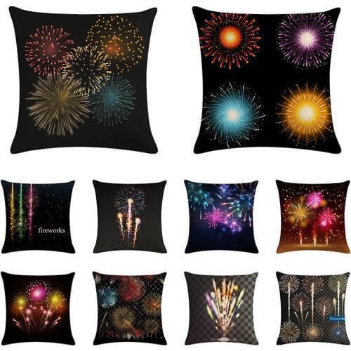 Colored air fireworks Pattern Cotton Linen Throw Pillow Cushion Cover Home Decoration Sofa Bed Decor Decorative Pillowcase