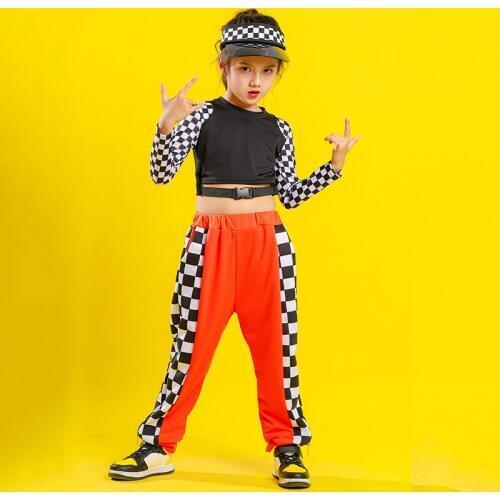 Kids Hip Hop Jazz Dance Black Sweatshirt Crop Top Long Sleeve T Shirt Zipper Casual Pants Carnival Costumes For Girls Streetwear