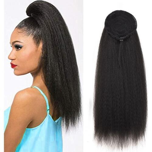 Long Synthetic Kinky Straight Drawstring Ponytail Wig Wrap Around Clip In hair Extensions Fake Hair Pony Tail For Women