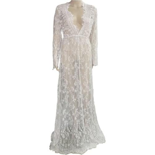 Maternity Photography Props Maxi Maternity Gown V-neck Lace Dresses Pregnancy Dress Fancy Shooting Photo Pregnant Clothes