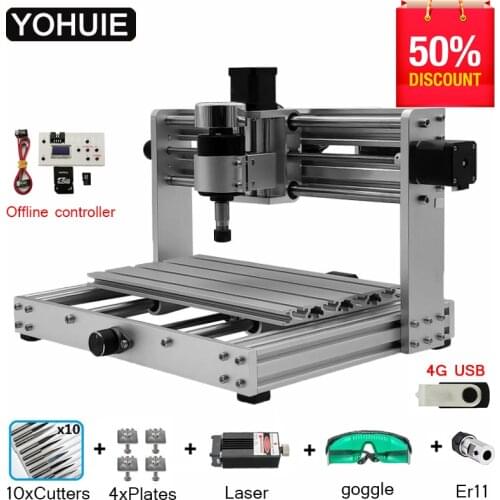 200W Aluminum alloy CNC 3018 MAX Laser Engraver CNC Router Machine GRBL DIY Engraving Machine for Wood PCB PVC Mini CNC3018