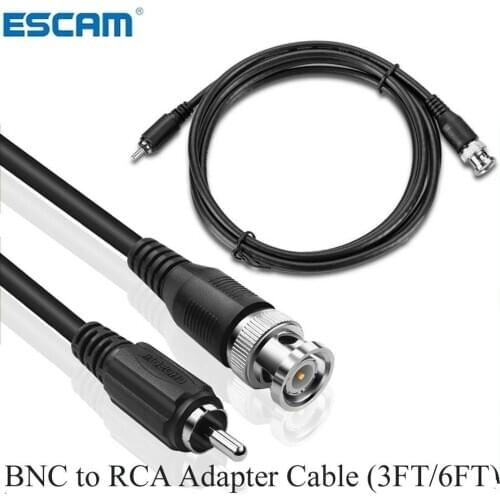 BNC to RCA Adapter Cable (3FT/6FT) BNC Male To RCA Male RG59U Coaxial Connector for Security CCTV Analog camera DVR Systems