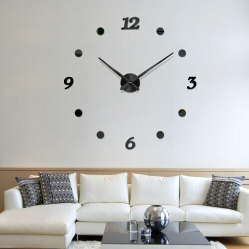 Creative Round DIY Mirror Wall Clock Stickers Home Decor Living Room silent Wall Clock Study Bedroom Creative Clock Stereo Decor