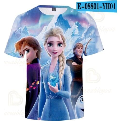 Summer Baby Girl T-Shirt Magic Cartoon Disney Anna Elsa Cotton Children Casual Clothing Fashion Tshirt Kid Top Tee