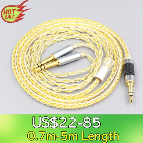 LN007328 8 Core Silver Gold Plated Earphone Cable For ONKYO SN-1 JVC HA-SW01 HA-SW02 McIntosh Labs MHP1000 3.5mm Pin