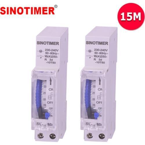 15mins 24hours Mechanical Time Switch DIN Rail Analogue Time Switch Timer for Staircase Time Controls