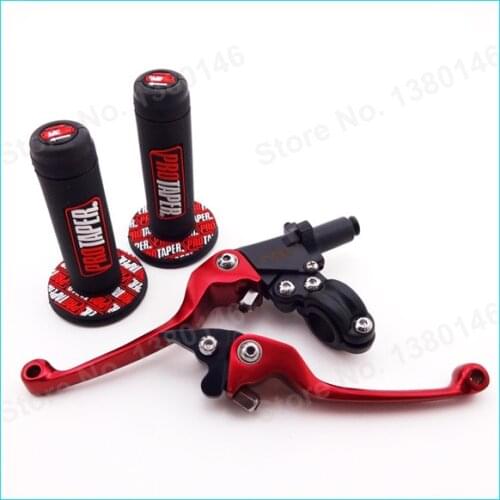 Soft Rubber Hand Handle Grips Pit Dirt Bike + Red ASV Folding Foldable Brake Clutch Levers MX Motocross Motorcycle TTR