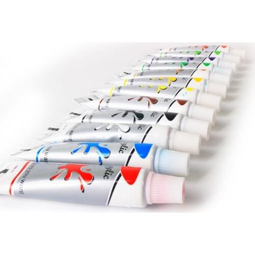 12 Colors Professional Acrylic Paint Set 12ml Tubes Drawing Painting Pigment DIY 2XPF