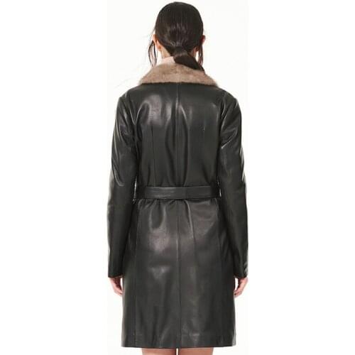 Real Leather Jacket 2020 Winter Coat Women Mink Fur Collar Down Jacket Women Genuine Sheepskin Coat Chaqueta Mujer X-255