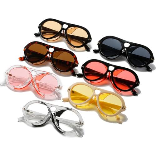 2021 New Luxury Brand Punk Sunglasses For Women Vintage T Sun Glasses Men Retro Round Black Yellow Gradient Eyewear Female Shade