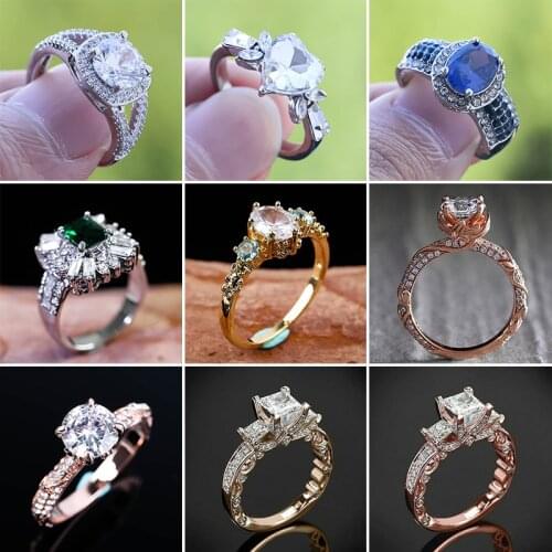 Wedding Rings for Women Crystal Luxury Gift Engagement Anniversary Party Fashion Jewelry Cubic Zircon Finger Ring Classic Design