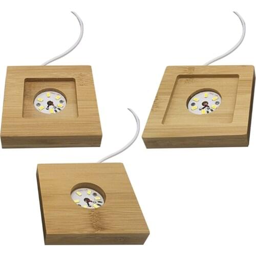 Wood Light Base Rechargeable Remote Control Wooden LED Lights Display Lamp Bases